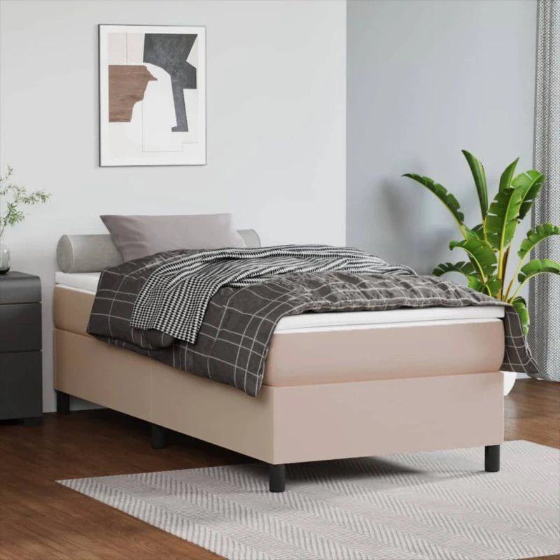 Kontinentalseng 80x200 cm - kunstlæder cappuccino