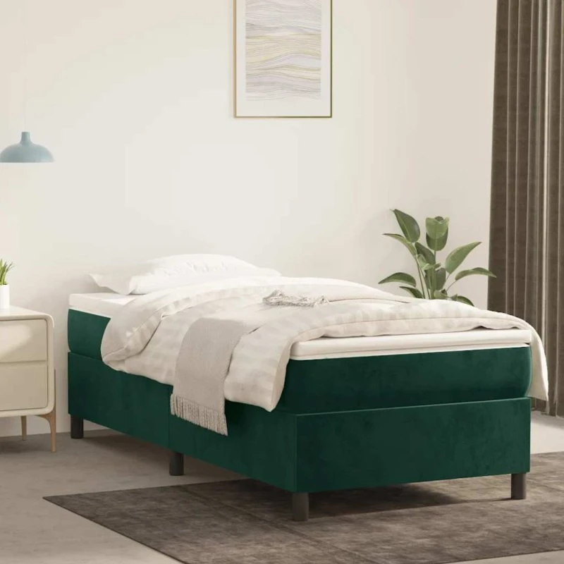 Kontinentalseng 100x200 cm i fløjl - mørkegrøn
