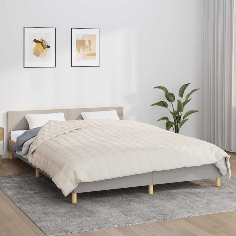 Tyngdetæppe 220x235 cm, 11 kg – Lys creme bomuld