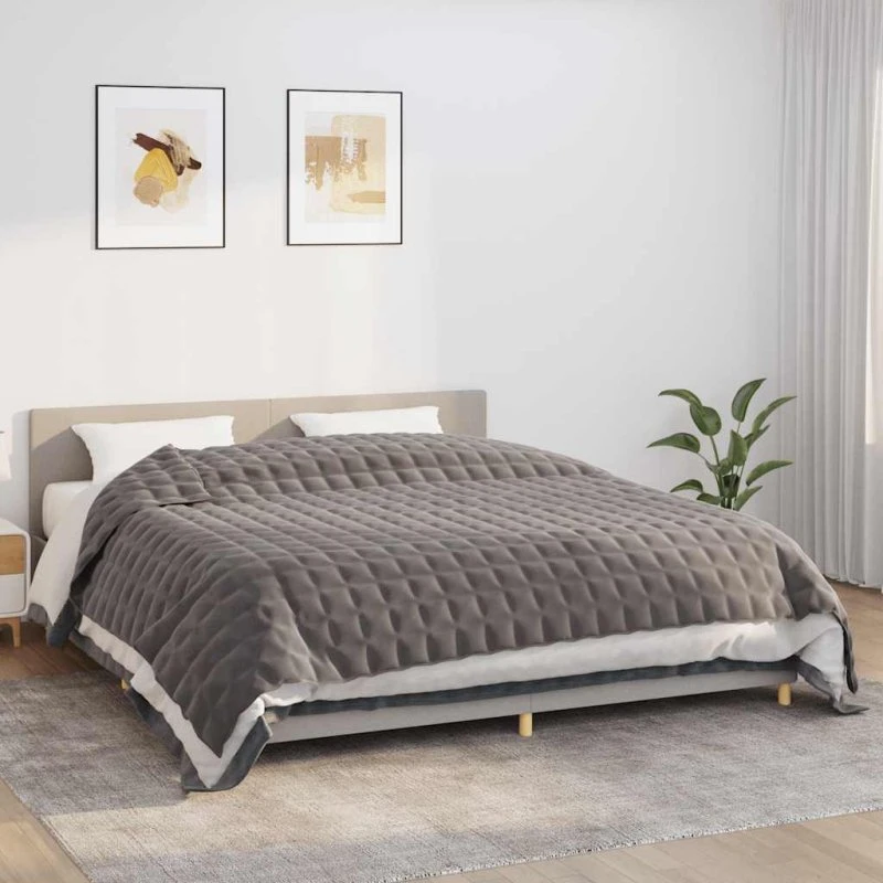 Tyngdetæppe 235x290 cm 15 kg – Gråt, åndbart stof