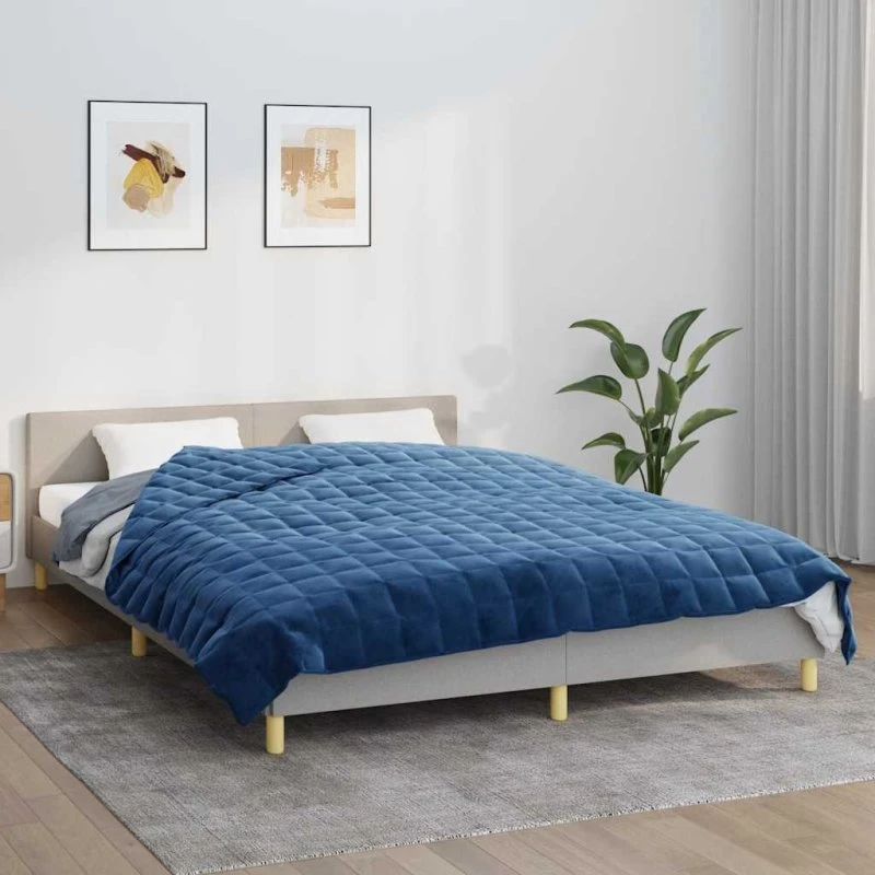 Tyngdetæppe 220x235 cm 15 kg - Blåt stof
