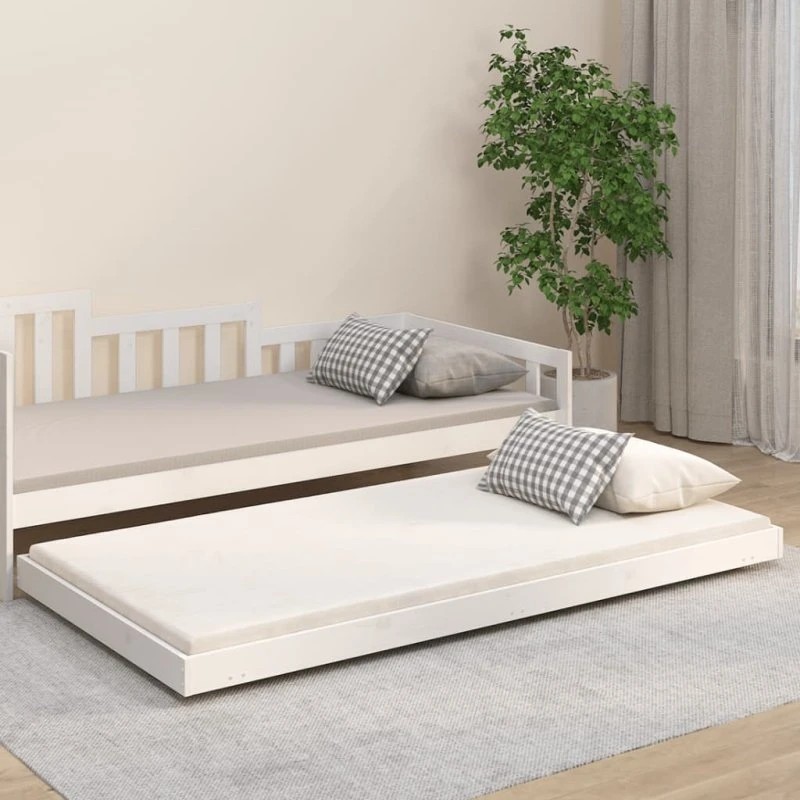 Sengeramme 80x200 cm i massivt fyrretræ, hvid