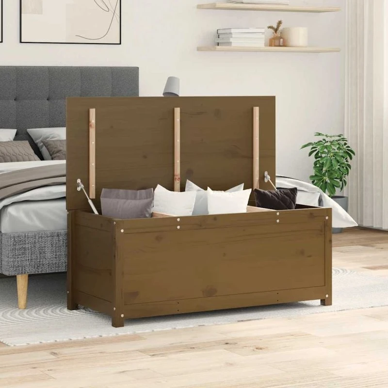 Opbevaringskasse i massivt fyrretræ 110x50x45,5 cm