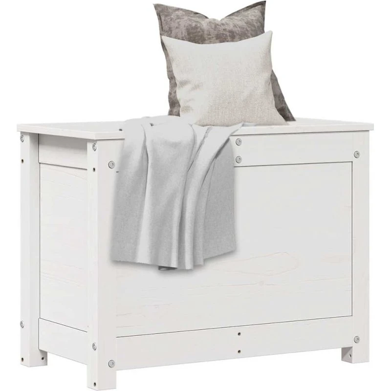 Opbevaringskasse i massivt fyrretræ 60x32x45,5 cm - hvid