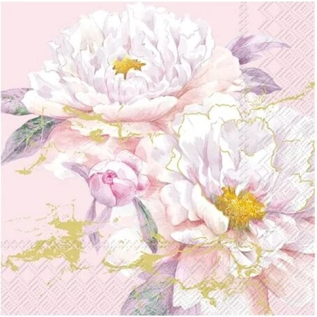 IHR Happy Peony Rose Gold frokostservietter 33x33 cm 20 stk