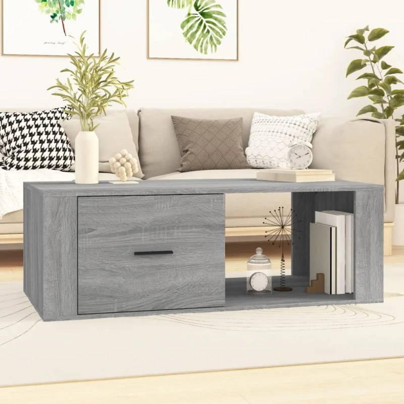 Sofabord 100x50,5x35 cm – Konstrueret træ, Grå Sonoma-eg