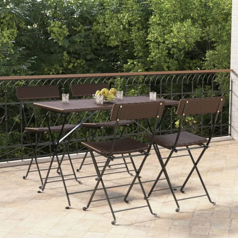 Foldbare bistrostole 4 stk. - polyrattan & stål, brun