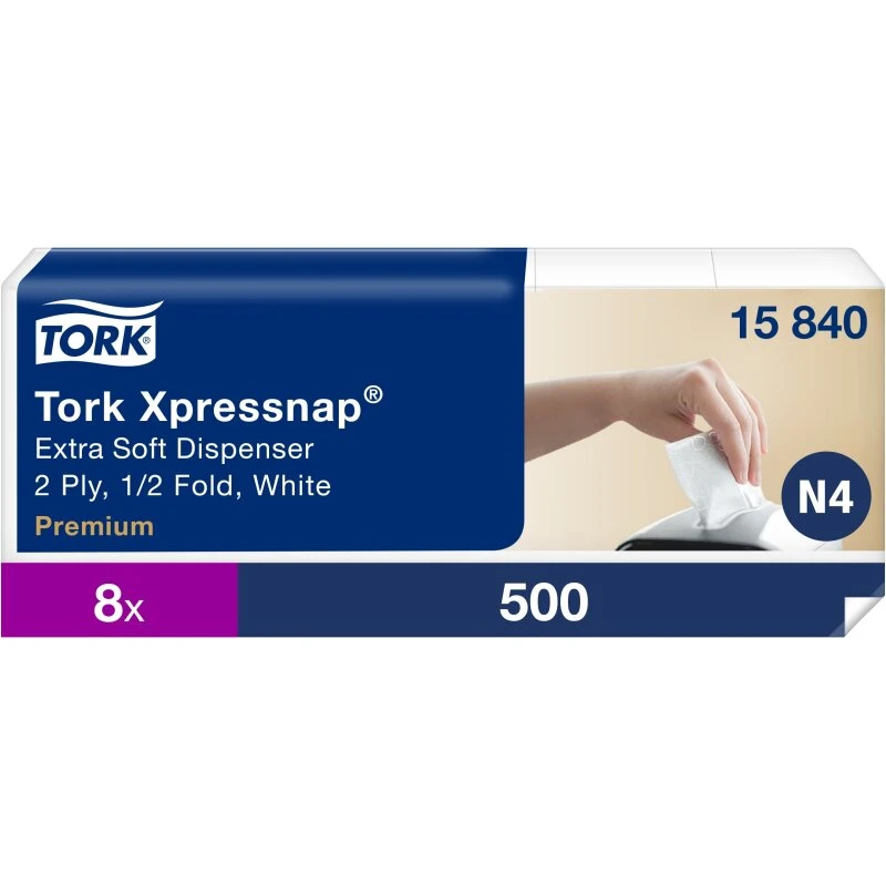 Tork 15840 Xpressnap N4 Extra Soft servietter, hvid 500 stk