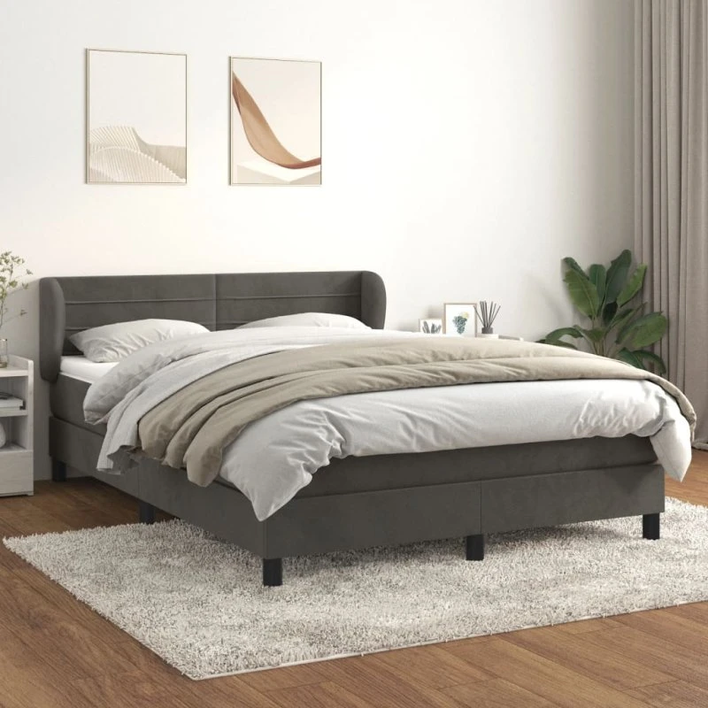 Kontinentalseng 140x200 cm med pocketmadras fløjl mørkegrå