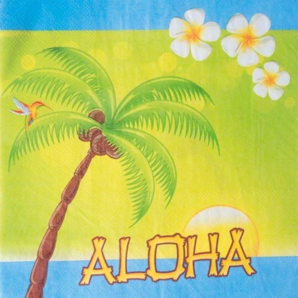 Hawaii servietter, blå 33 x 33 cm - 20 stk