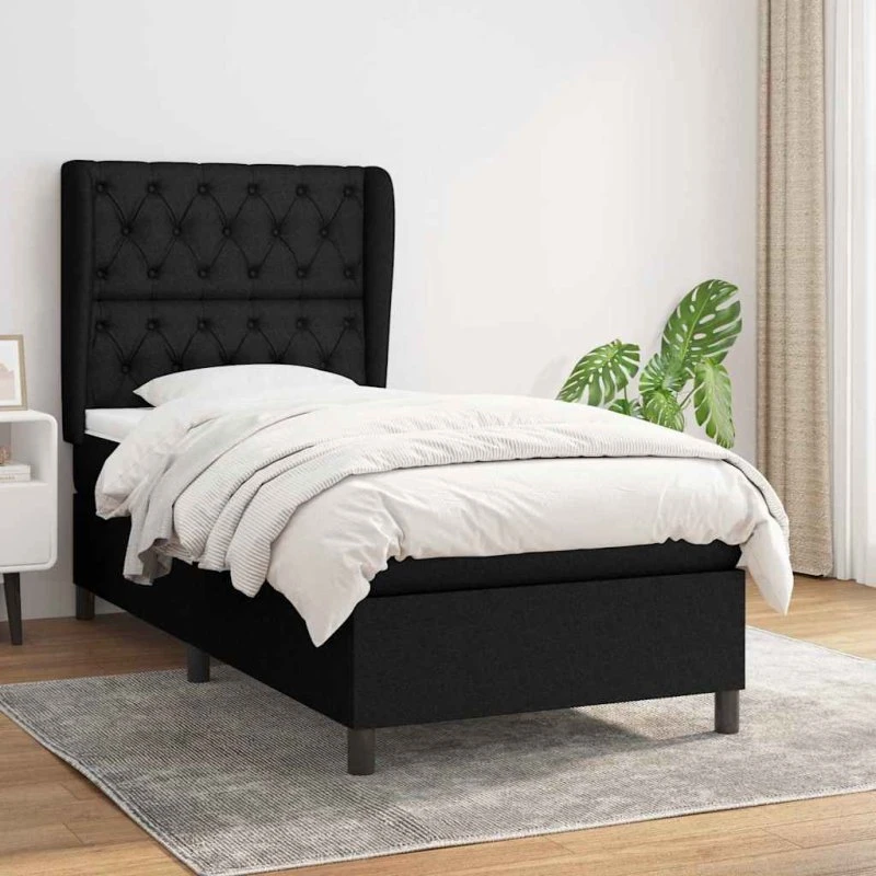 Kontinentalseng med pocketmadras 80x200 cm – sort stof