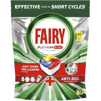 Fairy Platinum Plus All-in-One opvasketabs 40 stk - gule