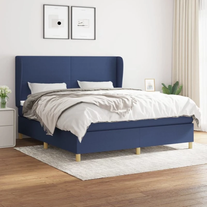 Kontinentalseng 180x200 med pocketmadras – blå stof