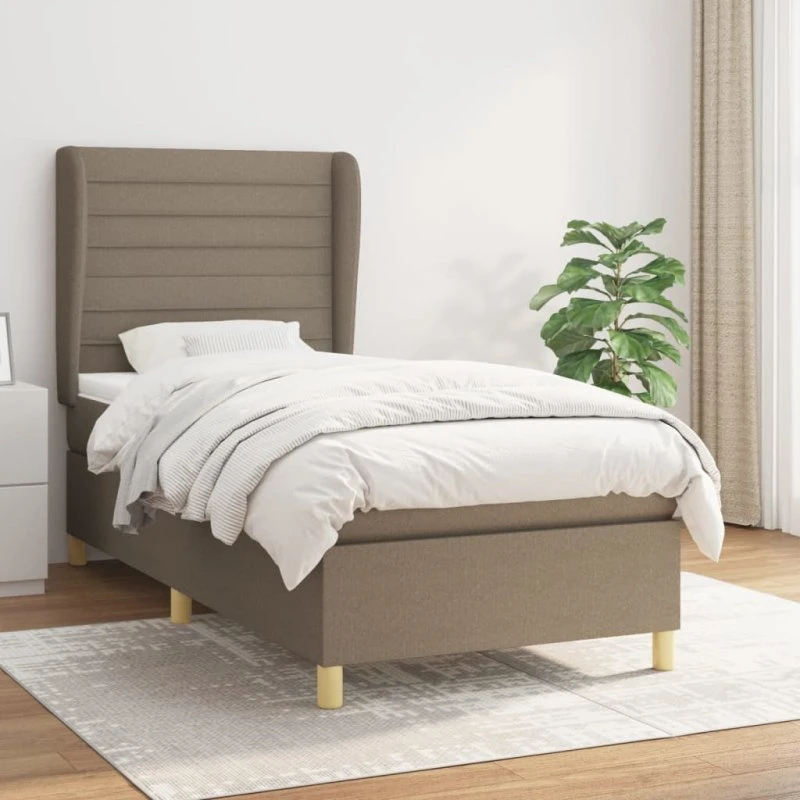 Kontinentalseng 90x190 cm med pocketmadras, gråbrun stof