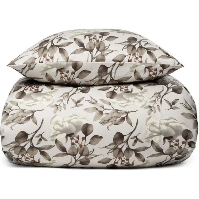 By Night Blossom Grey dobbeltsengesæt 200x200 cm - 100% bomuldssatin