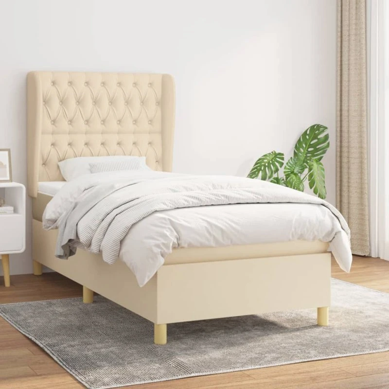 Kontinentalseng 90x200 cm i creme med pocketmadras