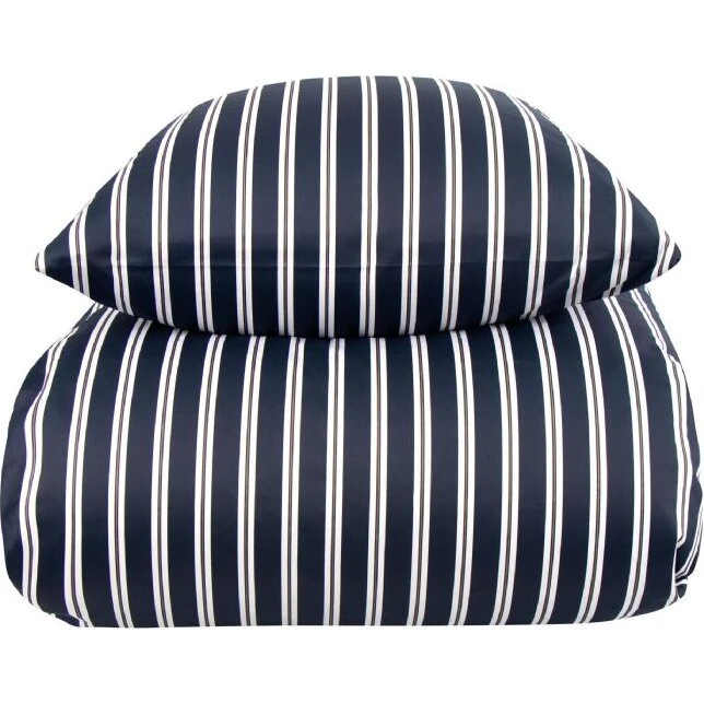 By Night Dobbelt sengetøj 200x200 cm, bomuldssatin - blå stribet