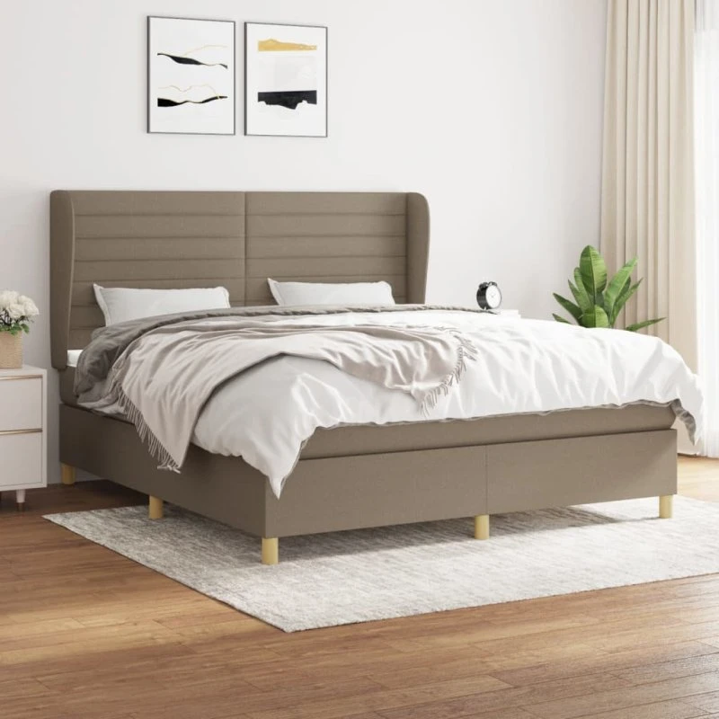 Kontinentalseng 180x200 cm med madras - gråbrun stof