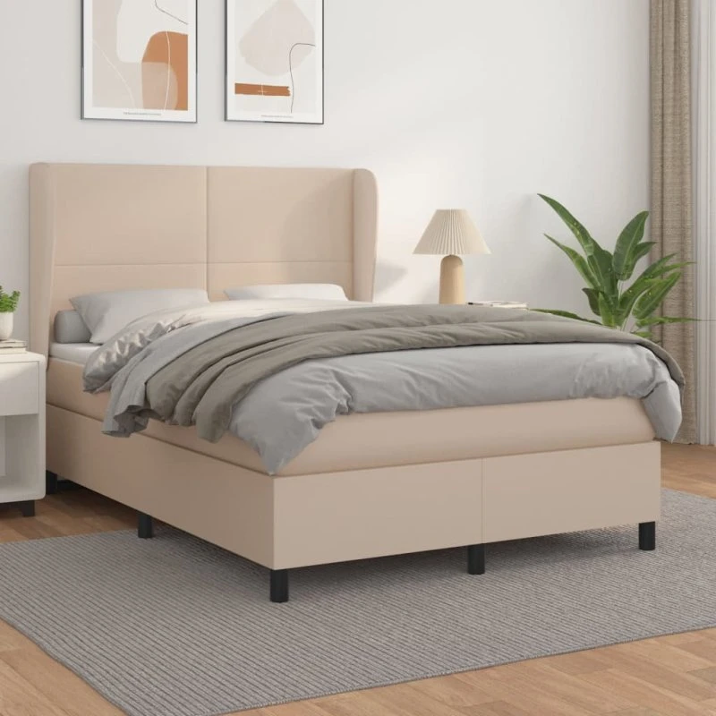 Kontinentalseng 140x190 cm i kunstlæder – cappuccino