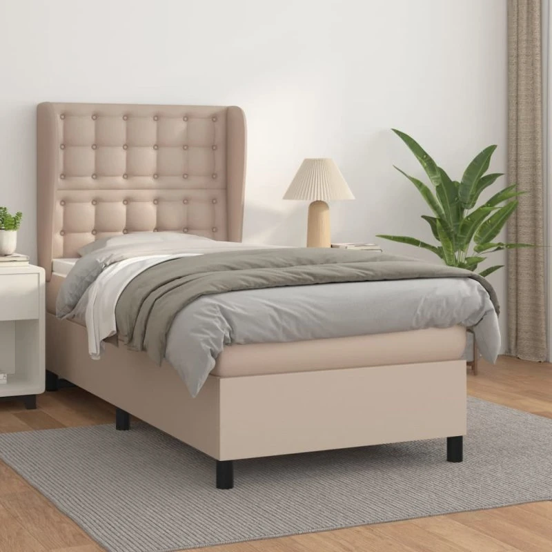Kontinentalseng 90x200 cm i kunstlæder – cappuccino