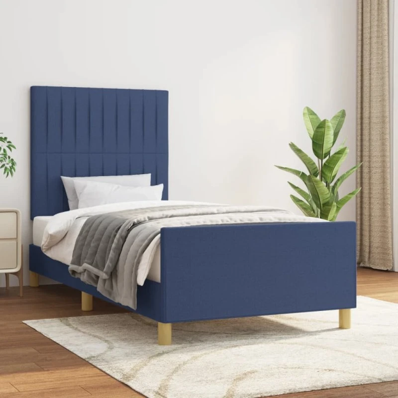 Sengeramme 80x200 cm i blåt stof (uden madras)