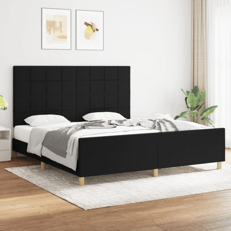 Sengeramme 180x200 cm i sort stof med sengegavl