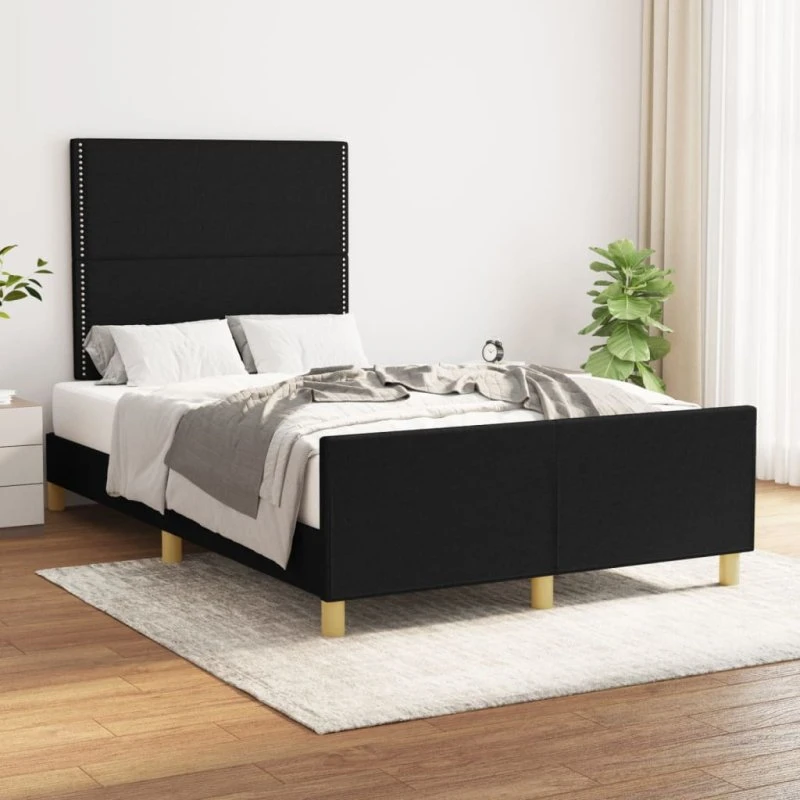 Sengeramme 120x200 cm i sort stof med justerbar gavl