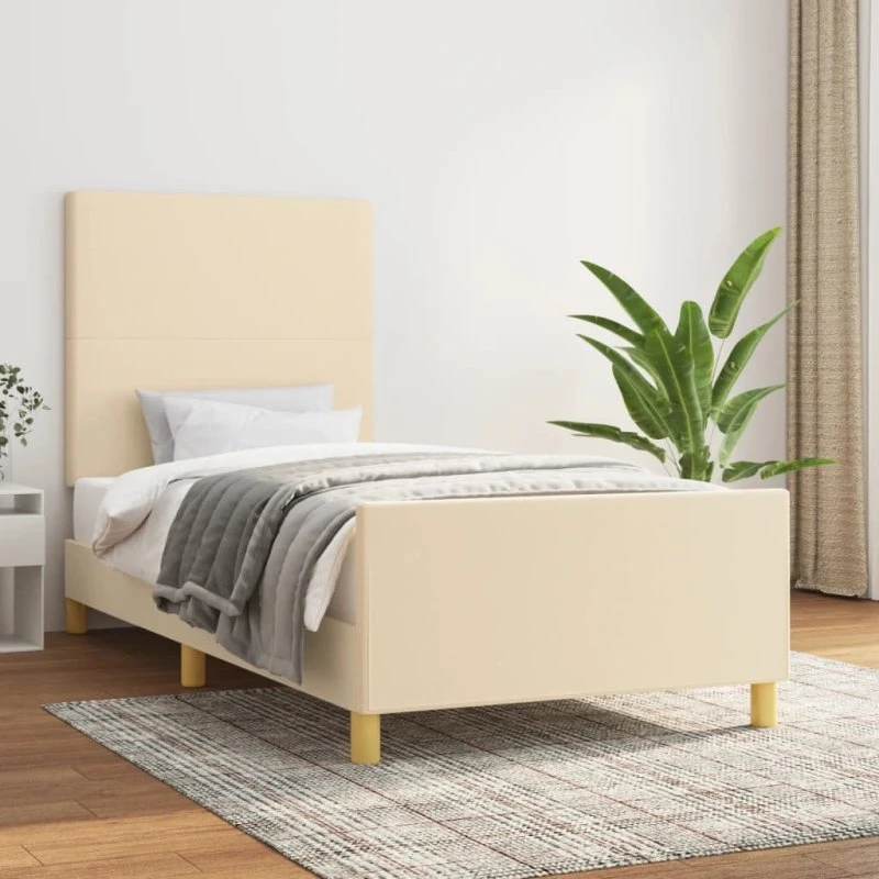 Sengeramme 80x200 cm i creme stof - uden madras