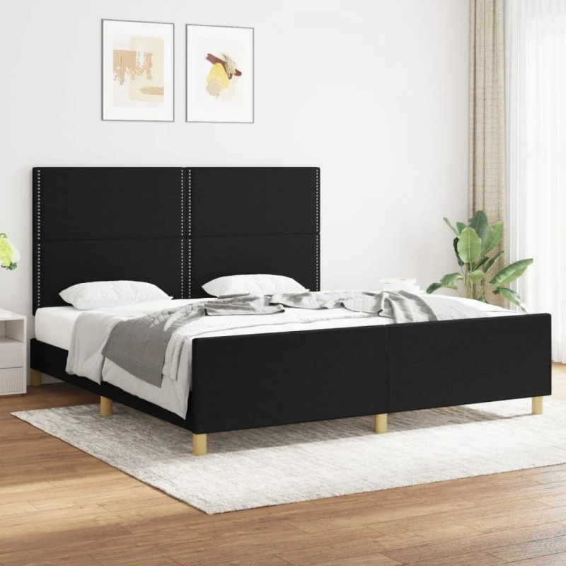 Sengeramme 180x200 cm i sort stof med sengegavl