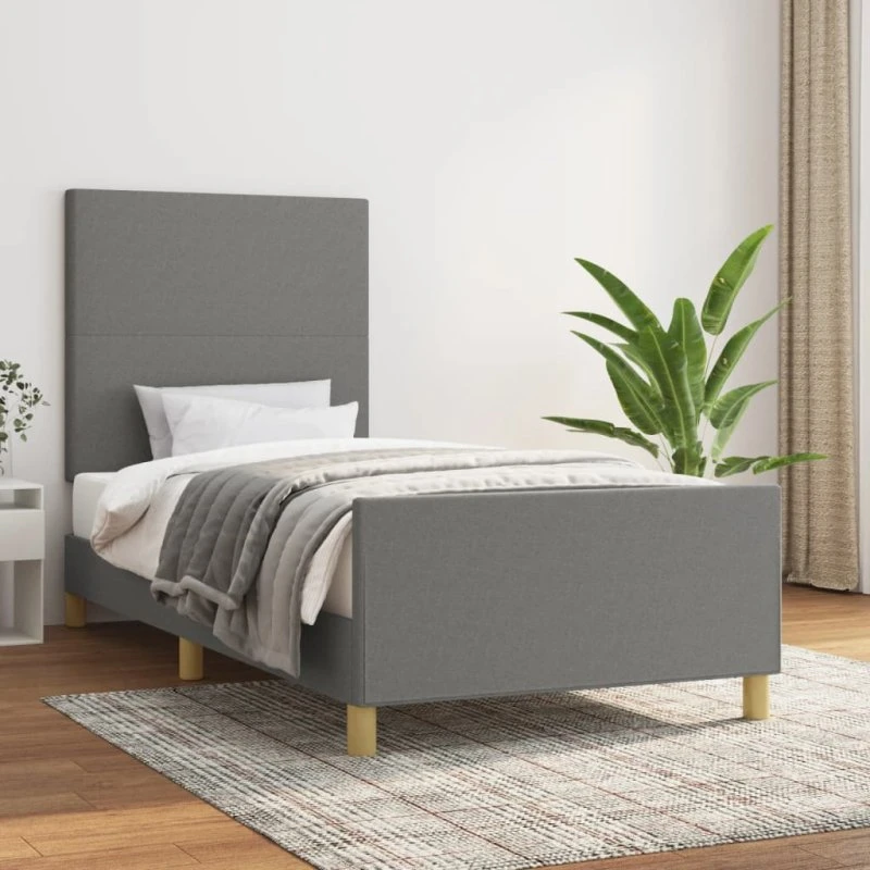 Sengeramme i mørkegråt stof 100x200 cm (uden madras)
