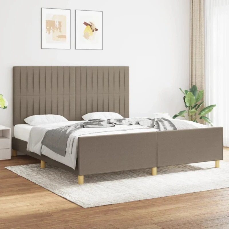 Sengeramme 180x200 cm i stof med sengegavl – gråbrun