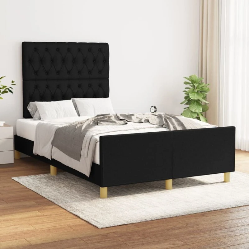 Sengeramme 120x200 cm i sort stof med sengegavl