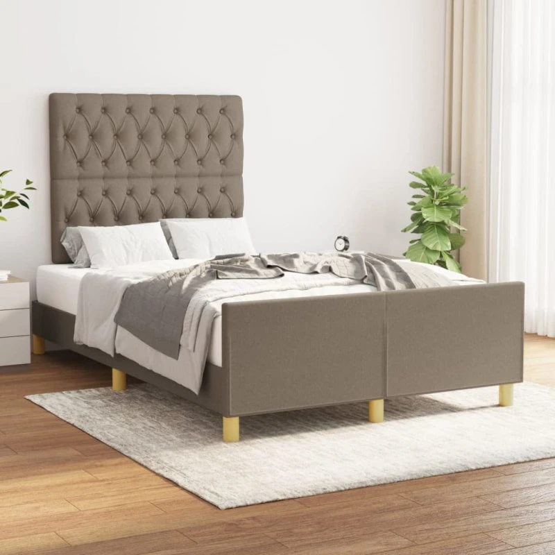 Sengeramme Taupe 120x200 cm i Stof med Sengegavl