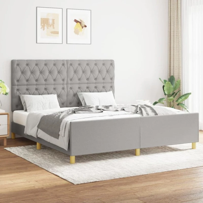 Sengeramme 160x200 cm stof lysegrå – uden madras