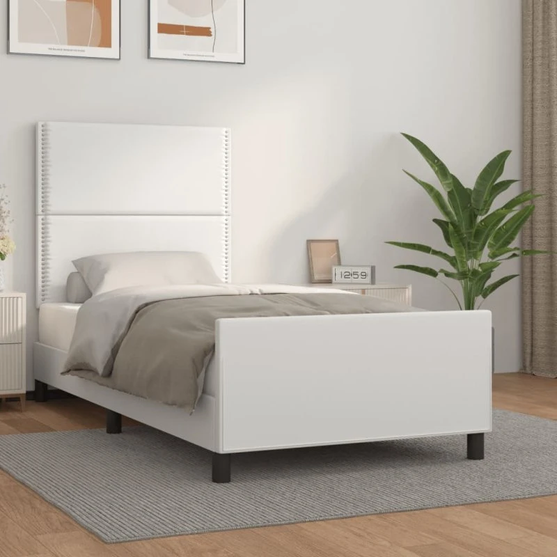 Sengeramme 100x200 cm med kunstlæder gavl – hvid