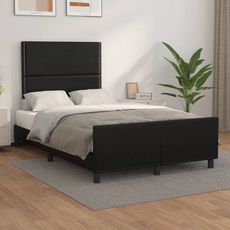 Sengeramme 120x200 cm med sort kunstlæder sengegavl