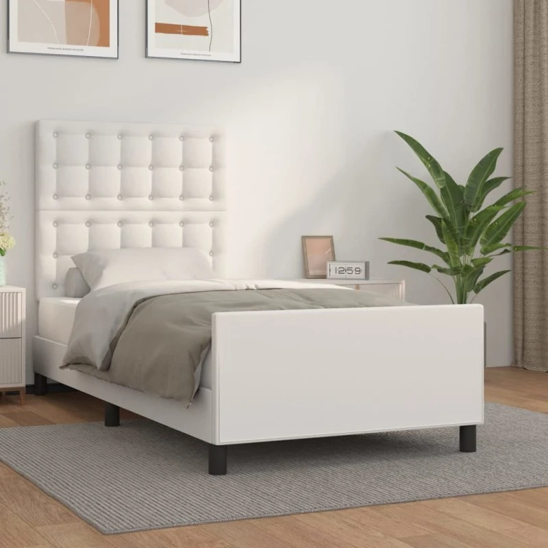 Sengeramme 80x200 cm med justerbar hvid kunstlæder