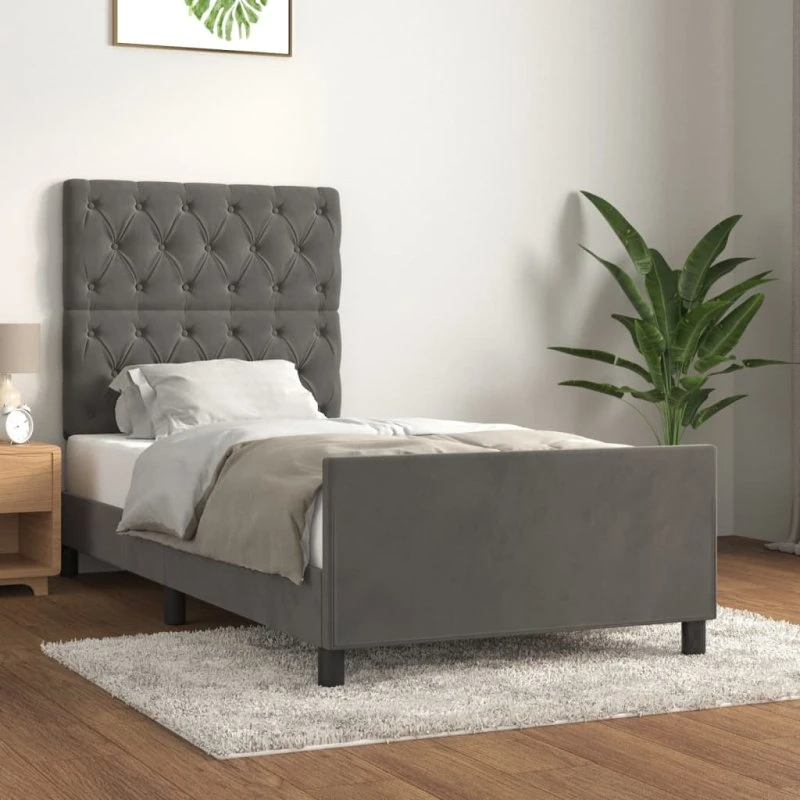 Sengeramme 80x200 cm i mørkegrå fløjl – uden madras