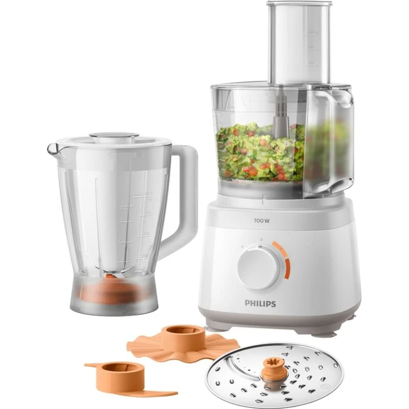 Philips HR7320/00 kompakt foodprocessor 700 W, 19 funktioner, hvid