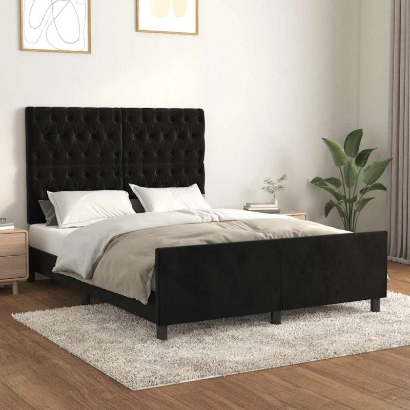 Sengeramme 140x200 Sort fløjl – uden madras