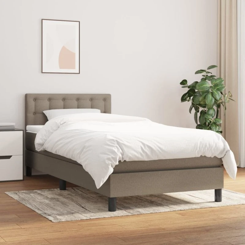 Kontinentalseng 90x190 cm med pocketmadras, gråbrun stof