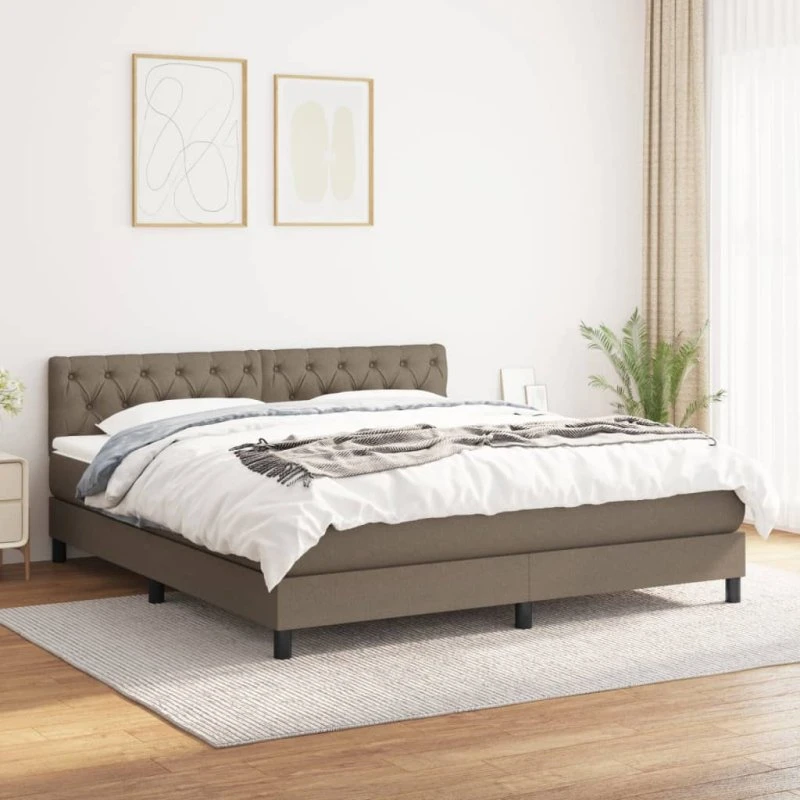 Kontinentalseng 160x200 cm med pocketmadras - gråbrun stof