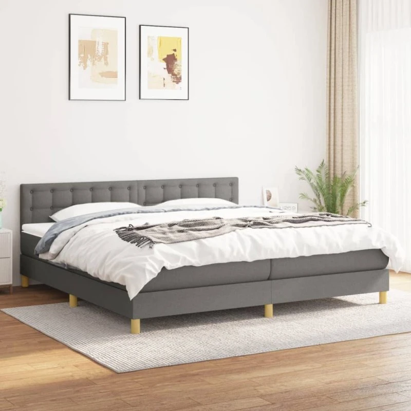 Kontinentalseng 200x200 cm mørkegrå med pocketmadras