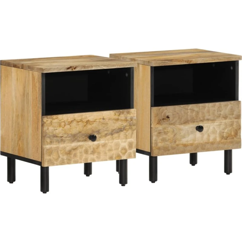 Sengeborde i massivt mangotræ 2 stk. 40x33x46 cm