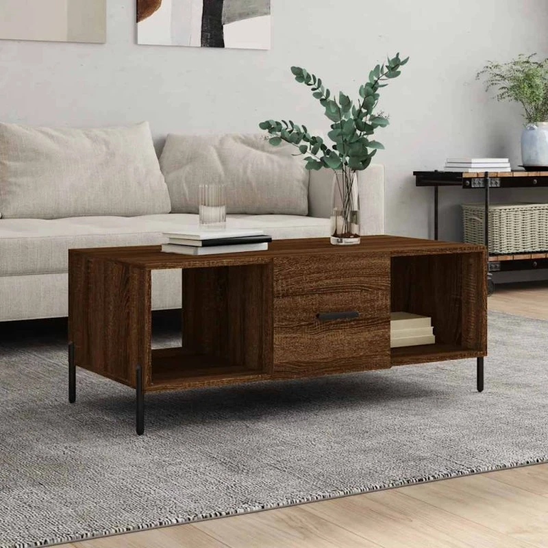 Sofabord 102x50x40 cm i konstrueret træ – Egetræsbrun