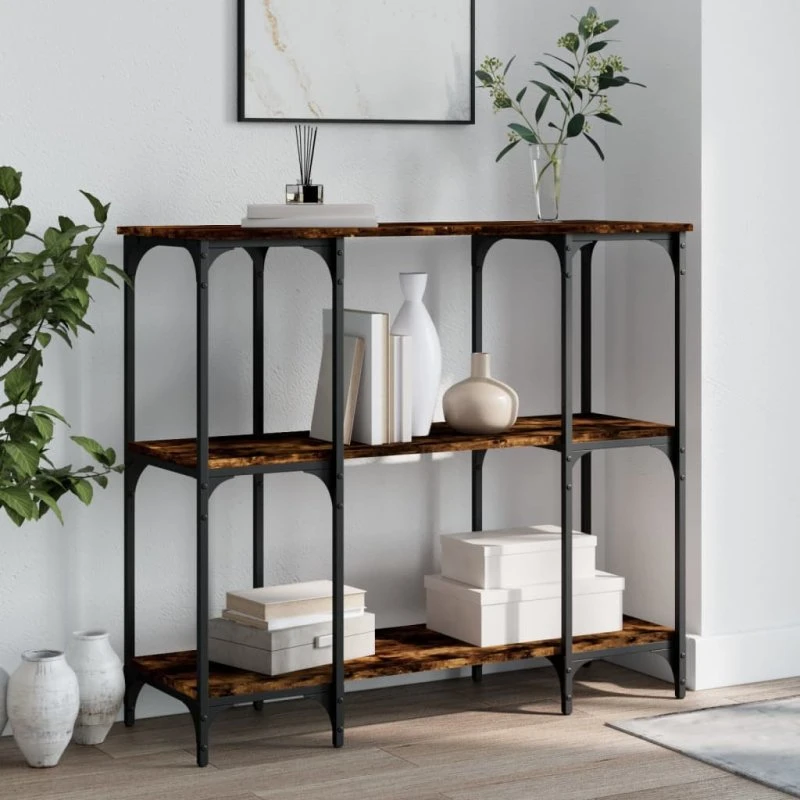 Konsolbord 102x35x50 cm i røget egetræ