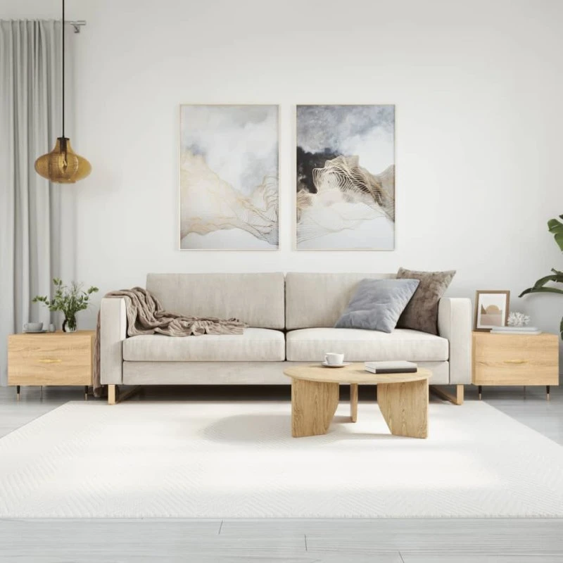 Sofaborde 2 stk. 50x50x40 cm Sonoma-eg med skuffe