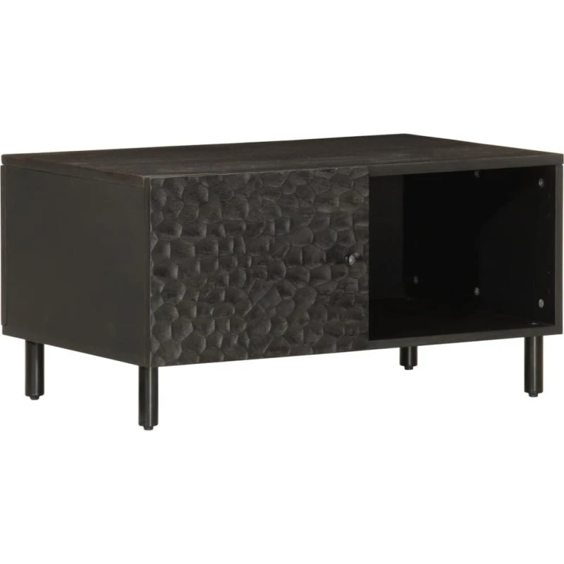 Sofabord i massivt mangotræ 80x50x40 cm – sort