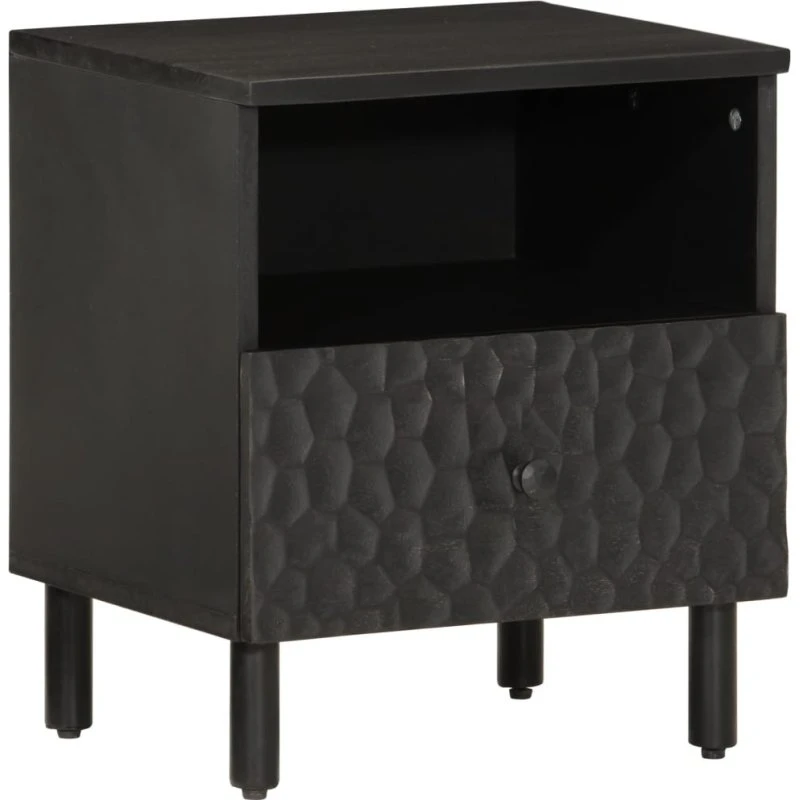 Sengebord i massivt mangotræ 40x33x46 cm – Sort