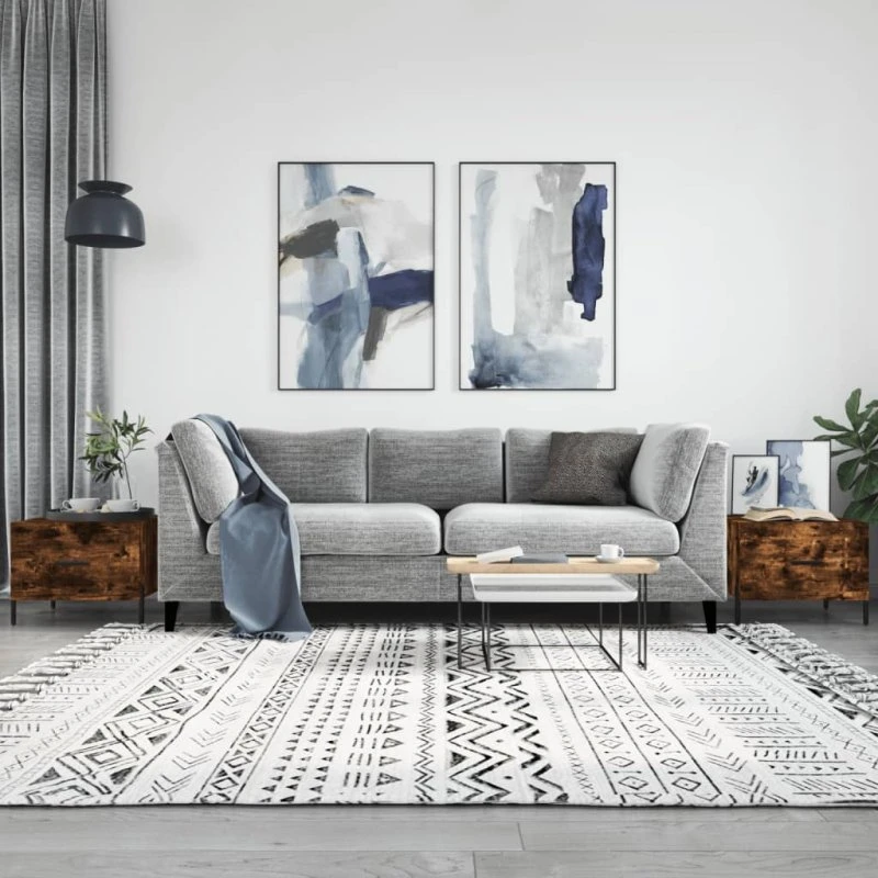 Sofaborde 2 stk. 50x50x40 cm - Røget egetræ, skuffe